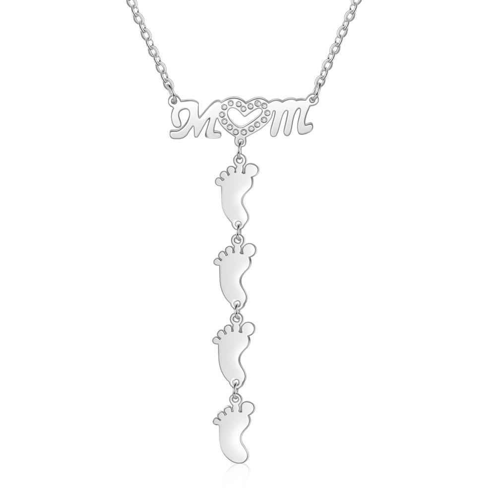 Mother's Day necklace with a baby footprint pendant, mom's necklace