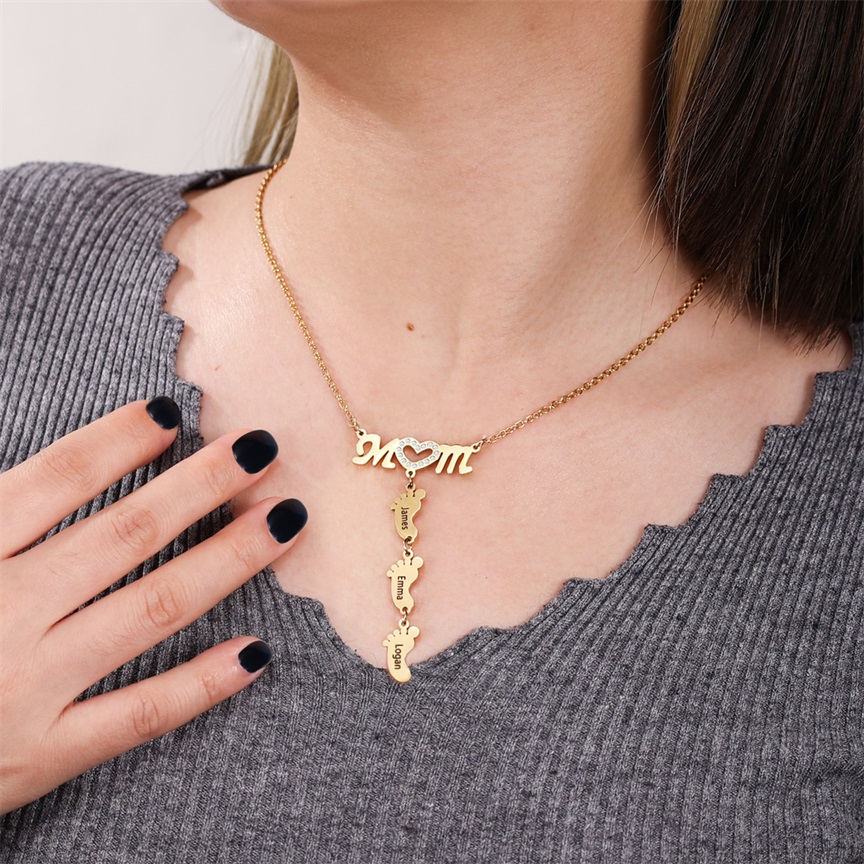 Mother's Day necklace with a baby footprint pendant, mom's necklace