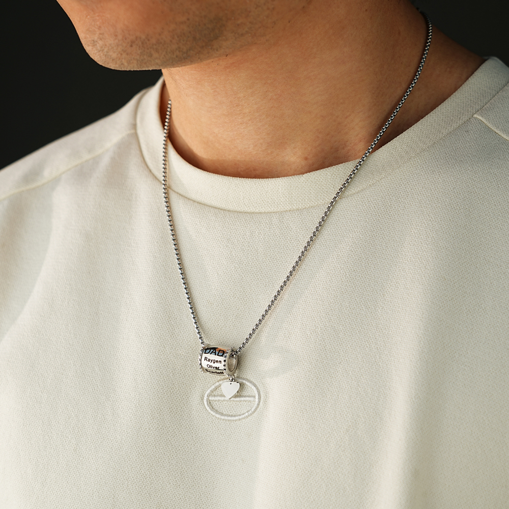 Personalized Family Name Cylinder Bead Necklace 
