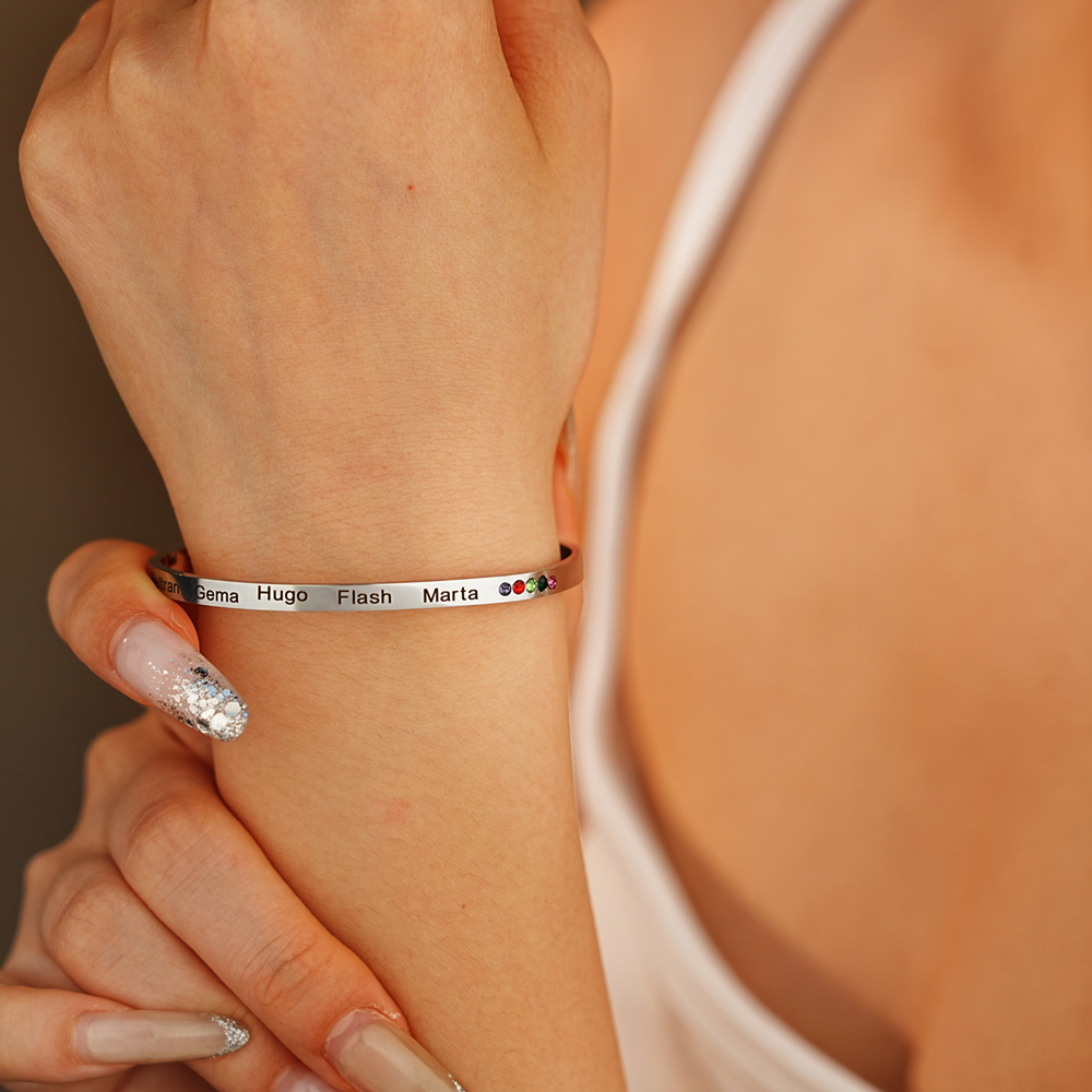 Birthstone Engraved Bracelet