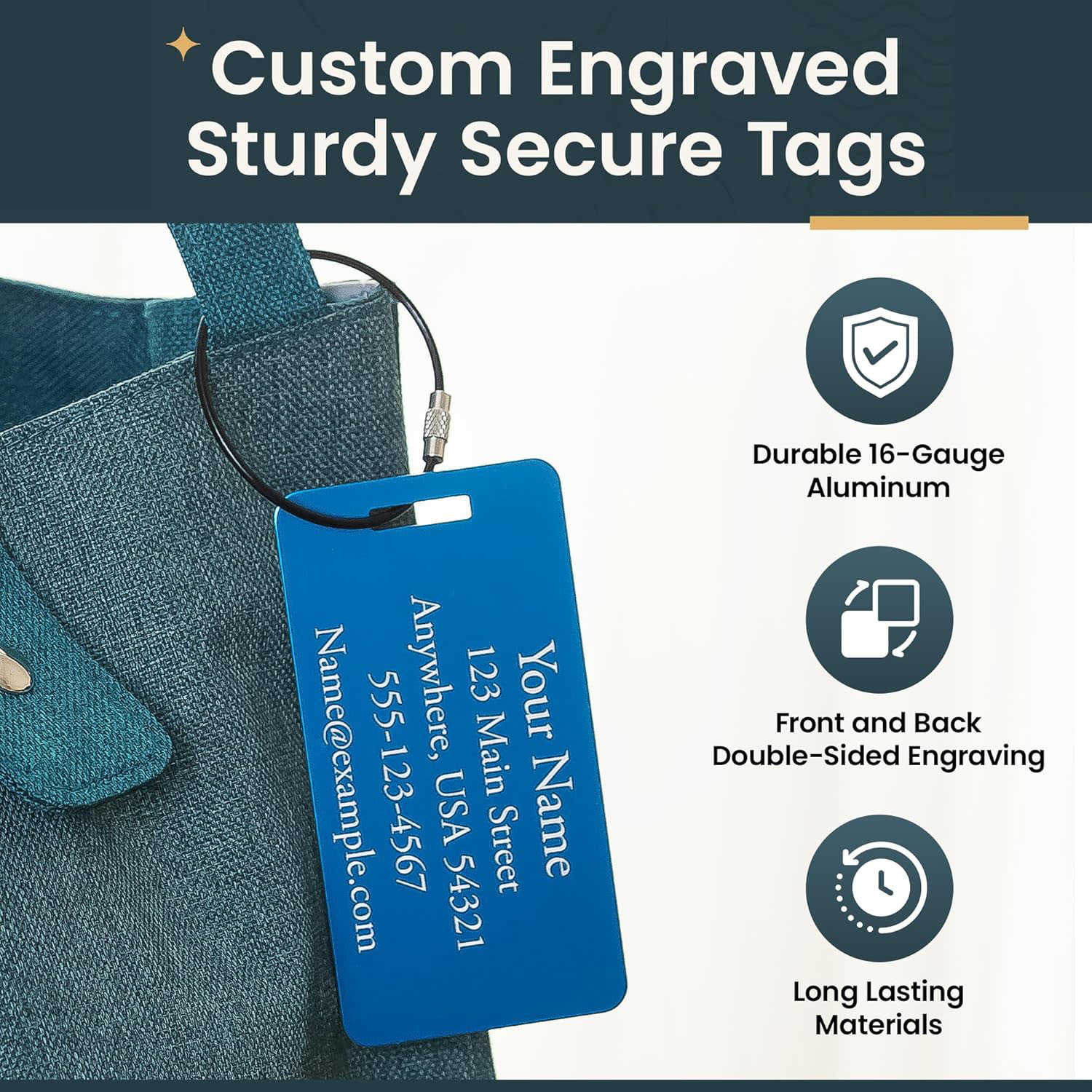 Custom Engraved Aluminum Luggage Tags