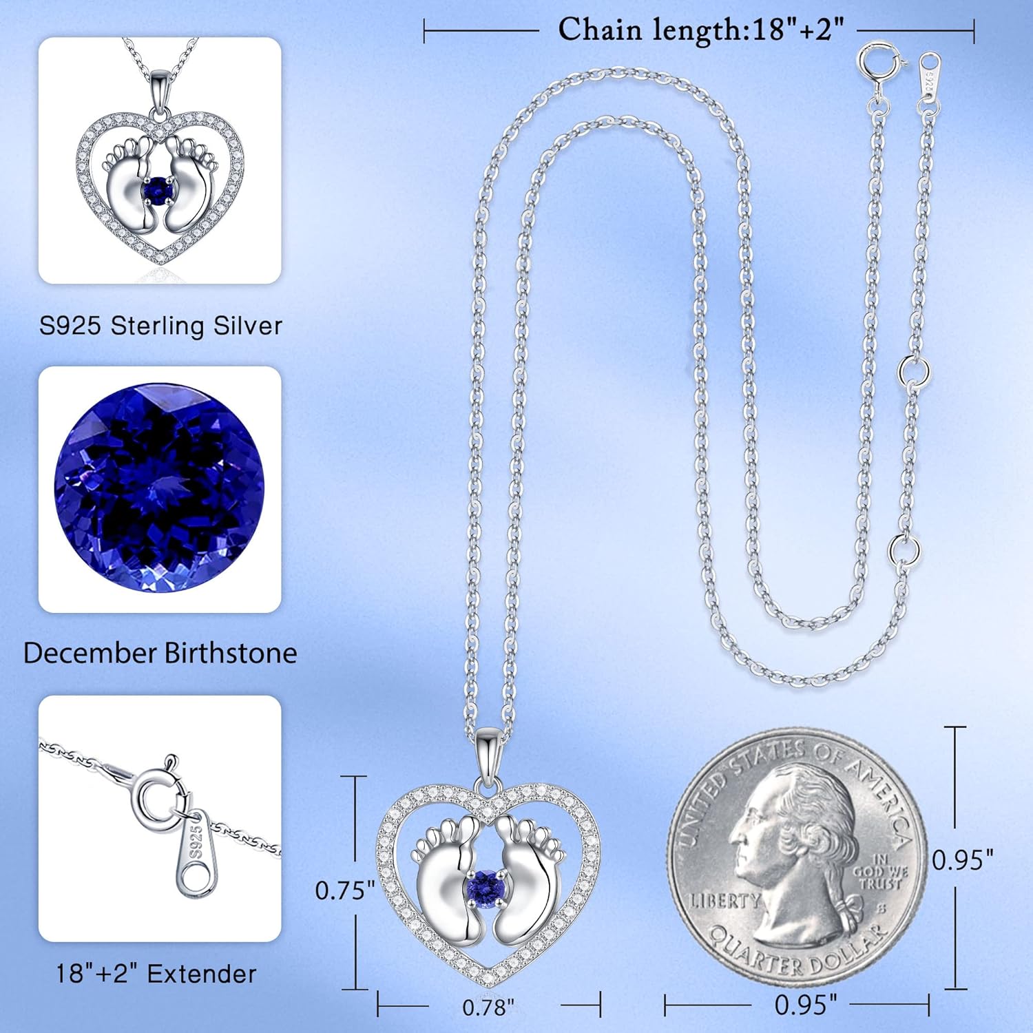 New Mom Gifts Love Birthstone Necklace, 925 Sterling Silver Birthstone Jewelry Tiny Baby Feet Necklace for Mom to Be Gift, Pregnancy Gift for First Time Mom Mothers Day Gifts for New Mom