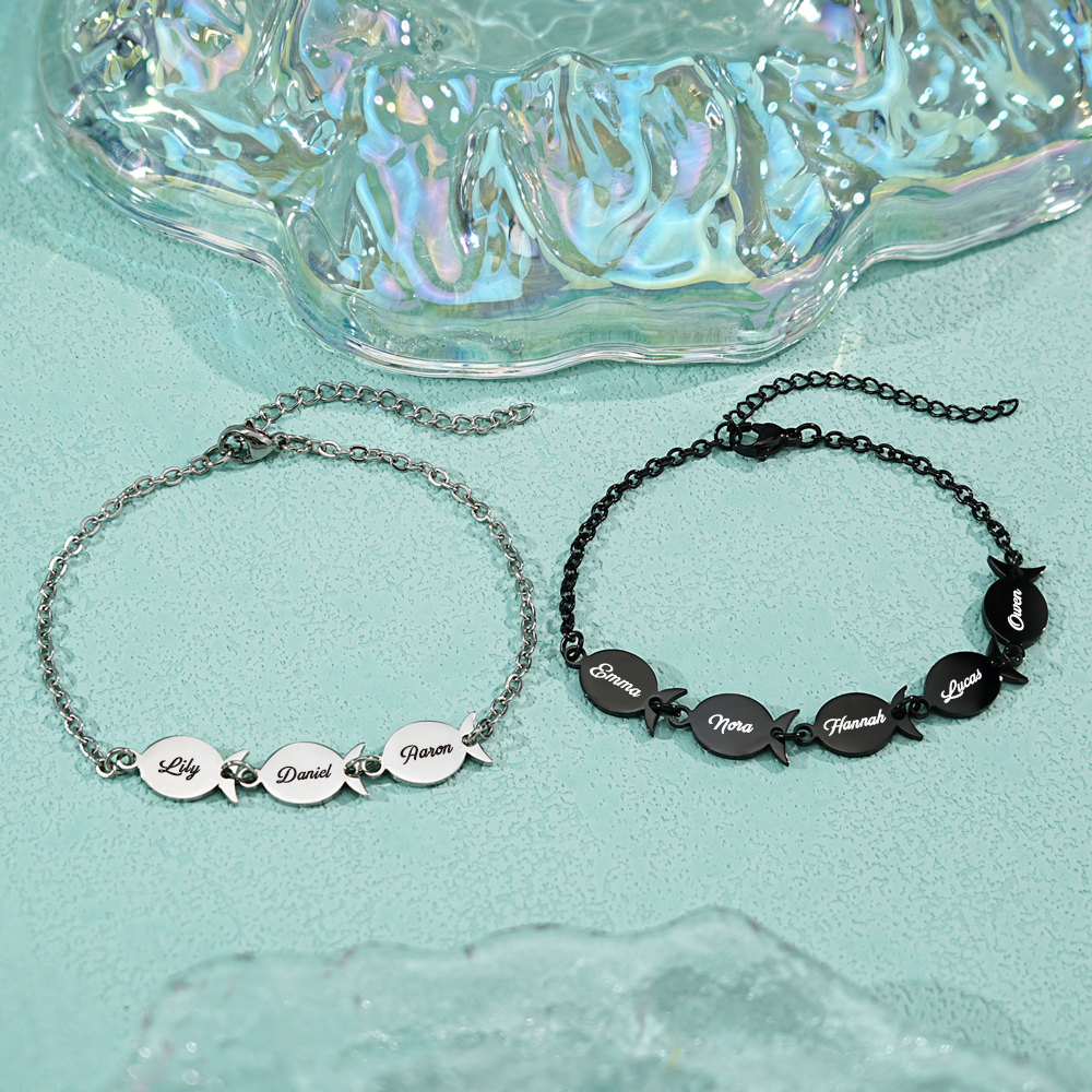 Custom Name Fish Charm Bracelet