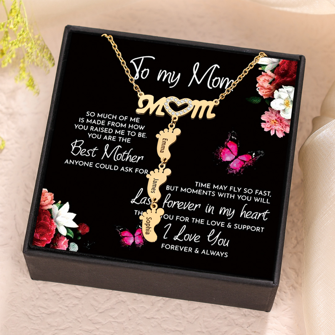 Mother's Day necklace with a baby footprint pendant, mom's necklace