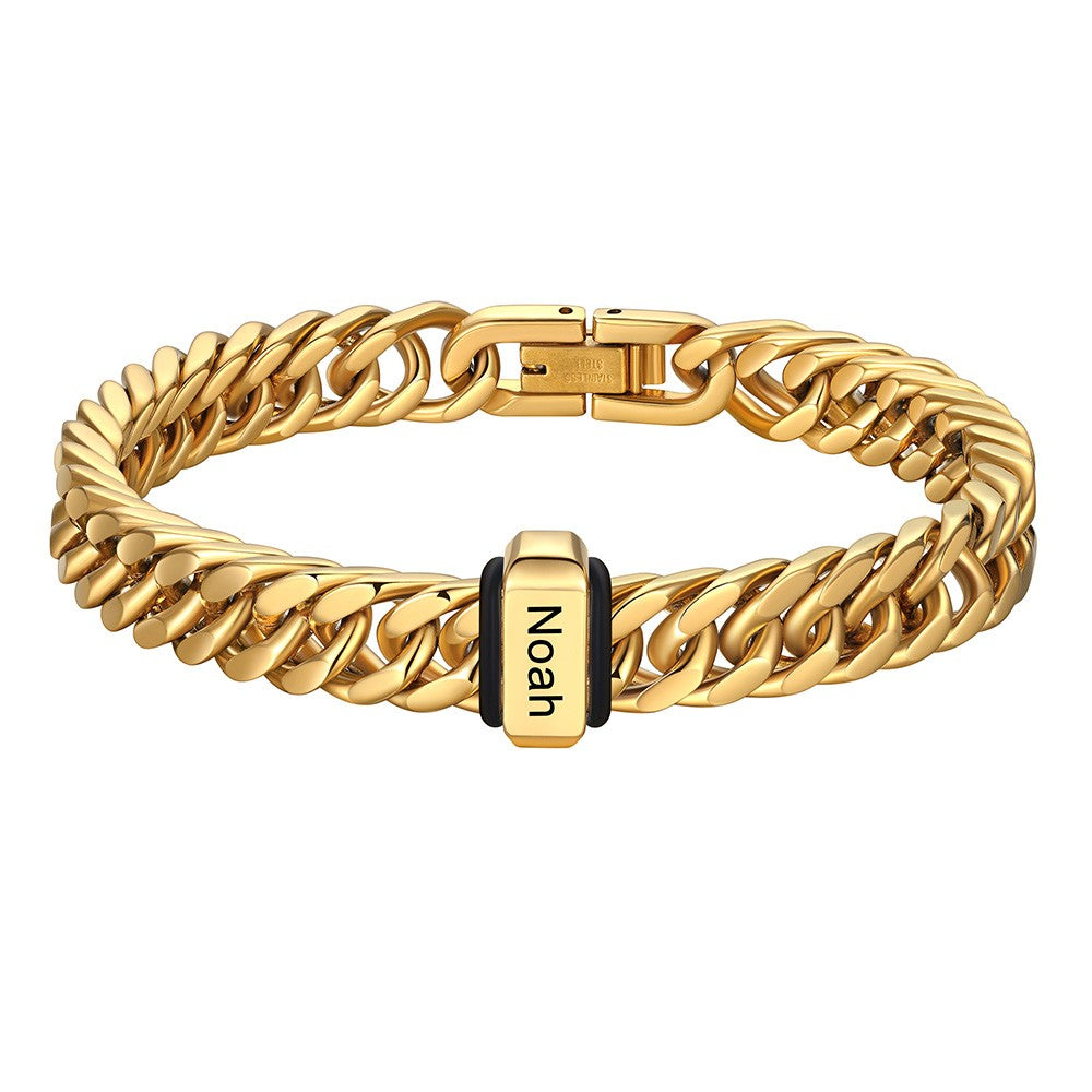 Cuban Chain Name Beads Bracelet 8/12MM