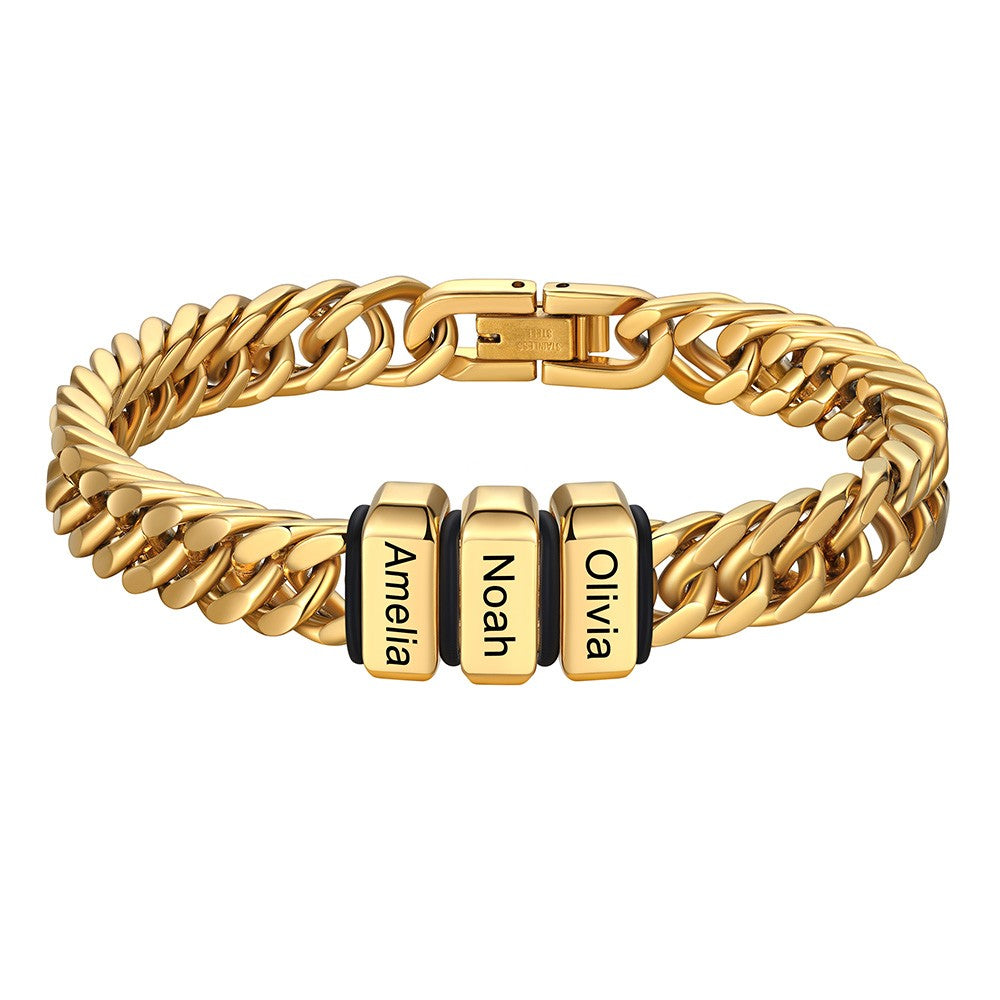Cuban Chain Name Beads Bracelet 8/12MM