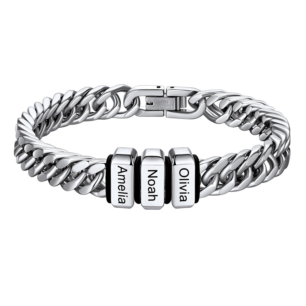 Cuban Chain Name Beads Bracelet 8/12MM