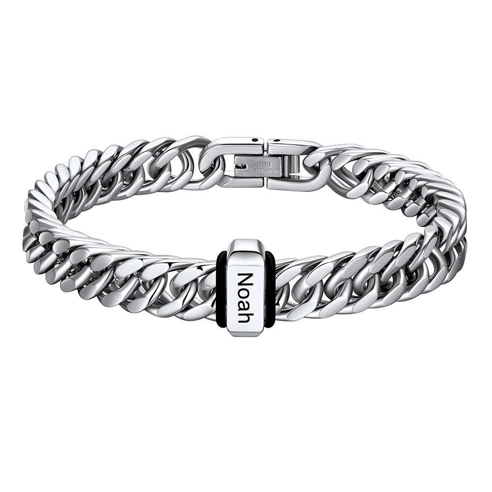 Cuban Chain Name Beads Bracelet 8/12MM