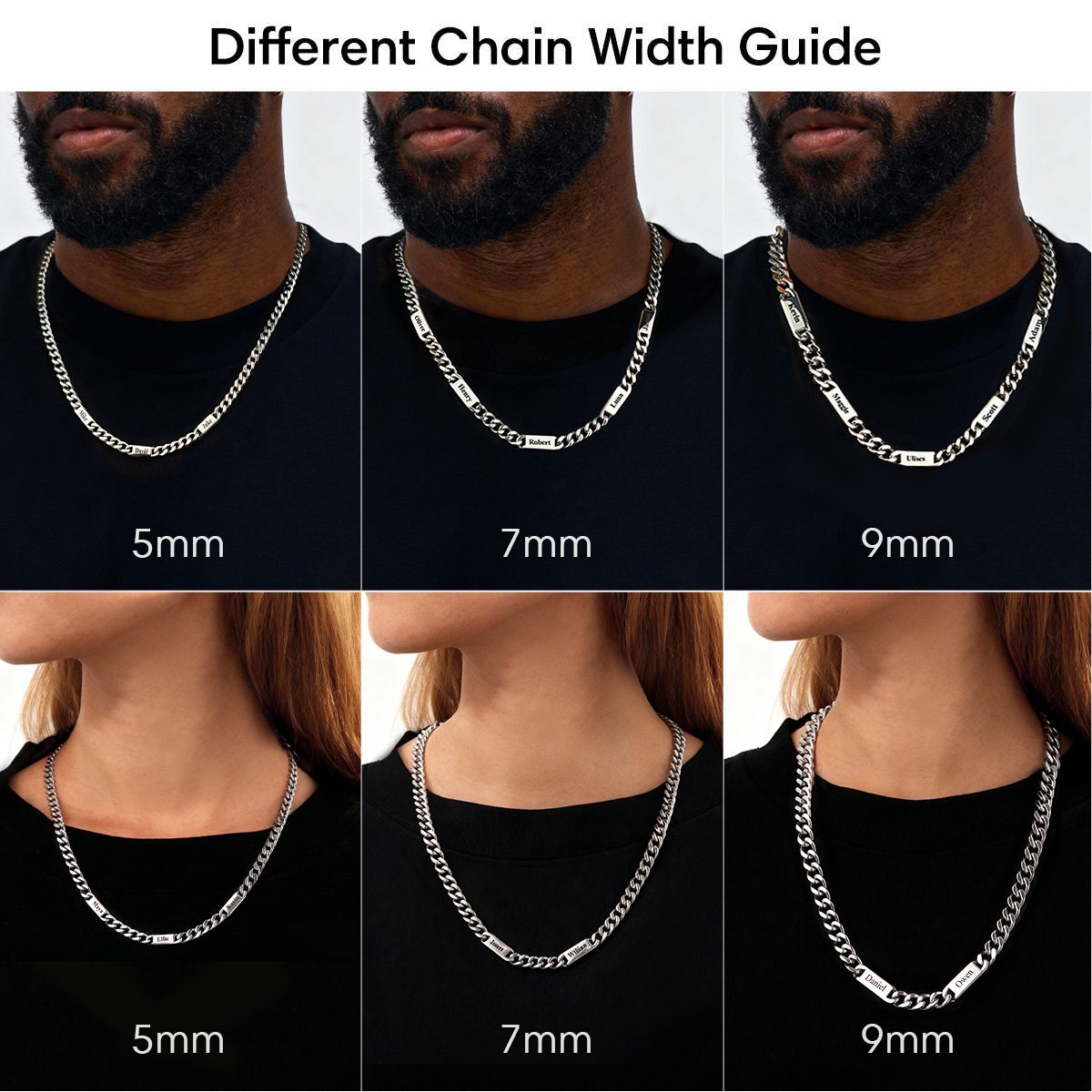 1-6 Name Cuban Chain Necklace 5/7/9MM