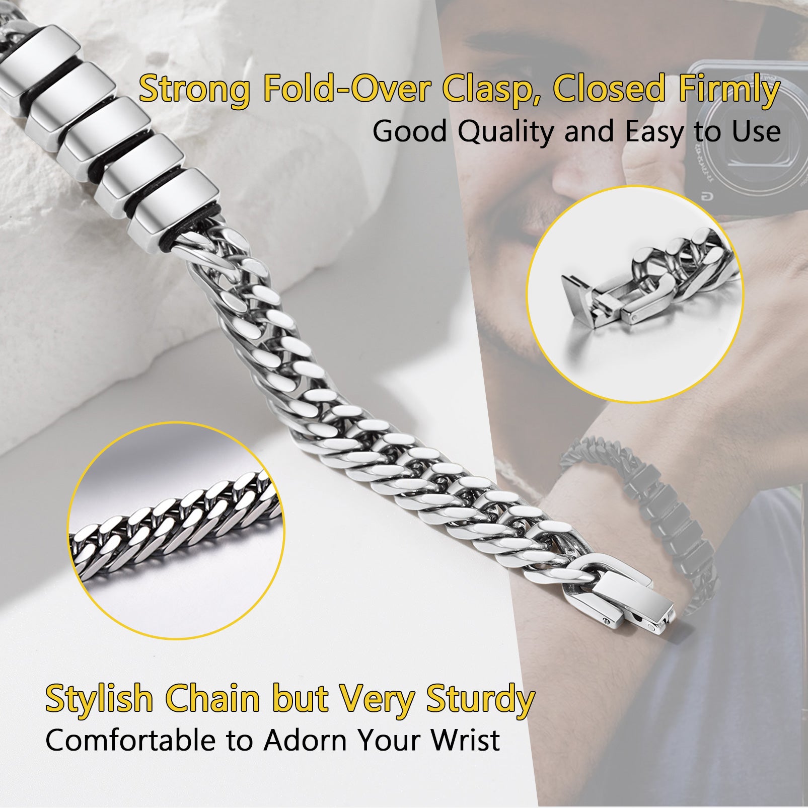 Cuban Chain Name Beads Bracelet 8/12MM