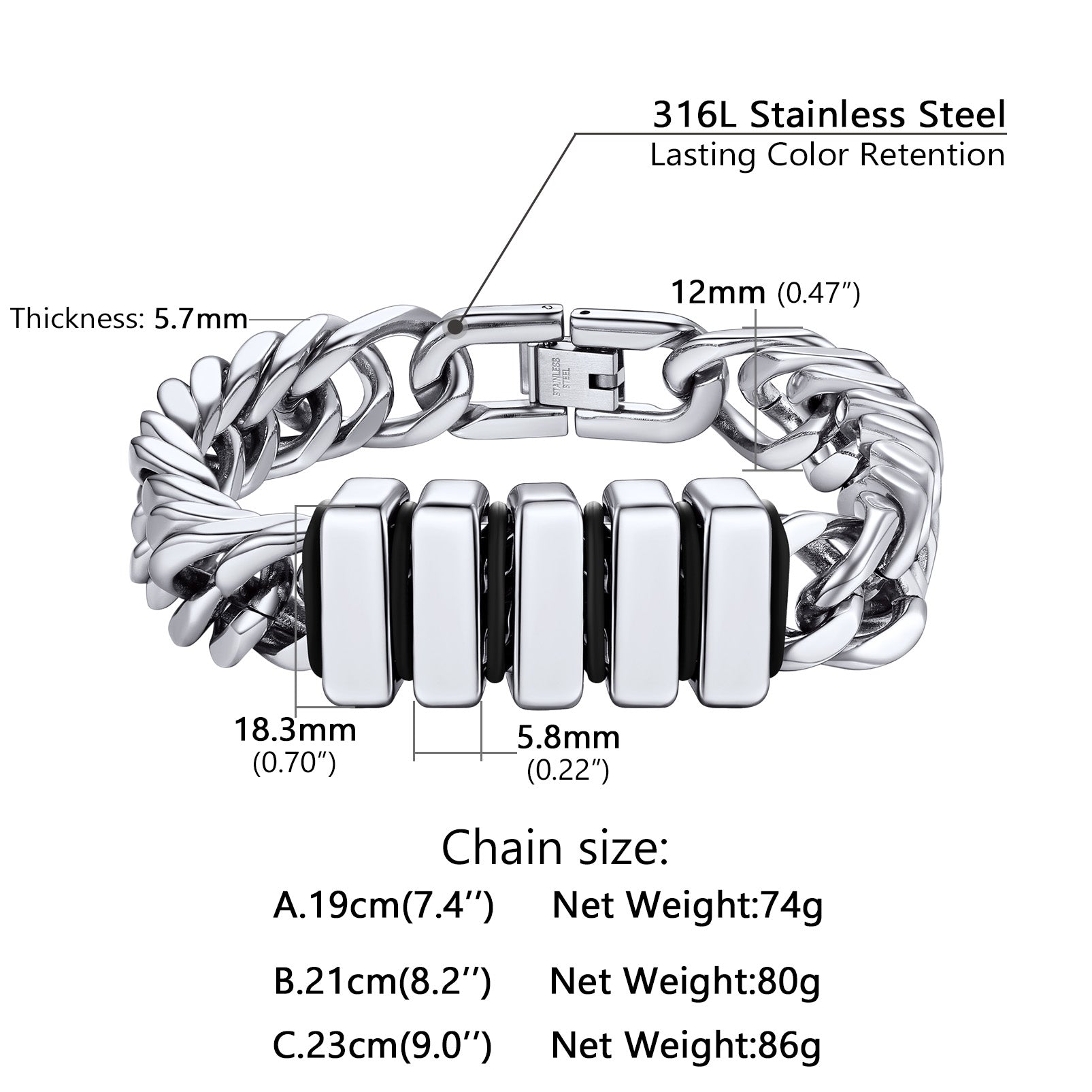 Cuban Chain Name Beads Bracelet 8/12MM