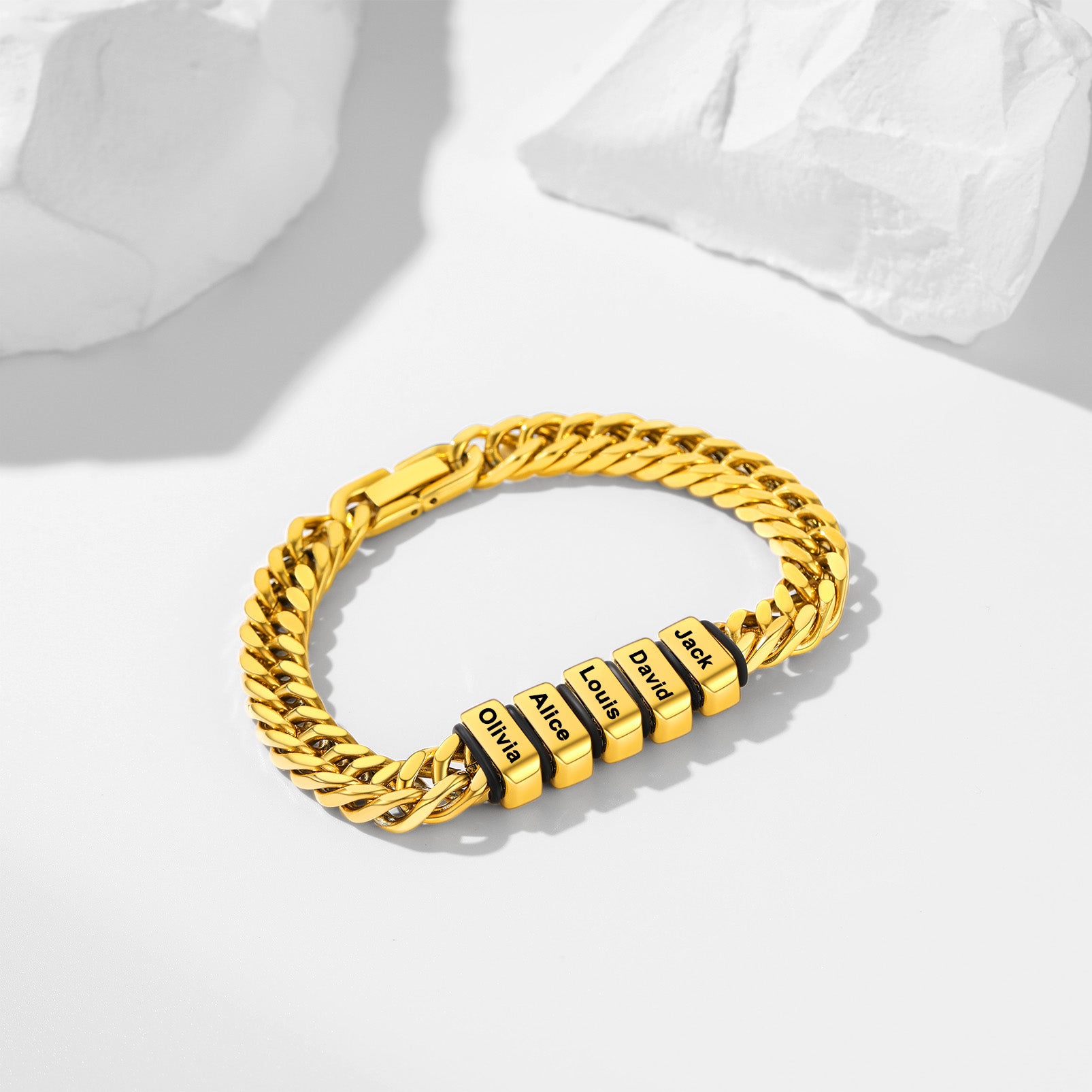 Cuban Chain Name Beads Bracelet 8/12MM