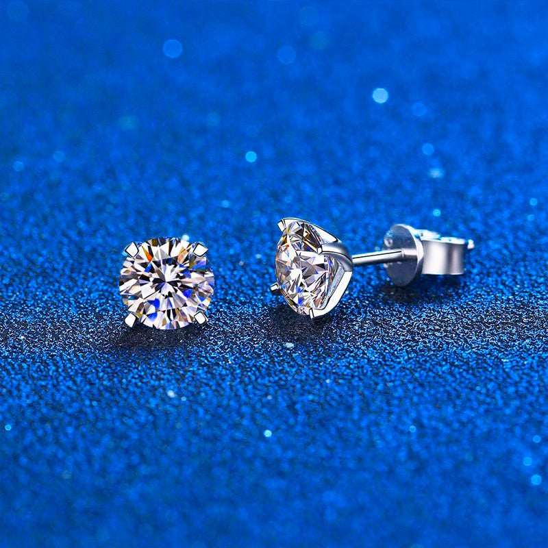 Moissanite Solitaire Round Stud Earrings Set