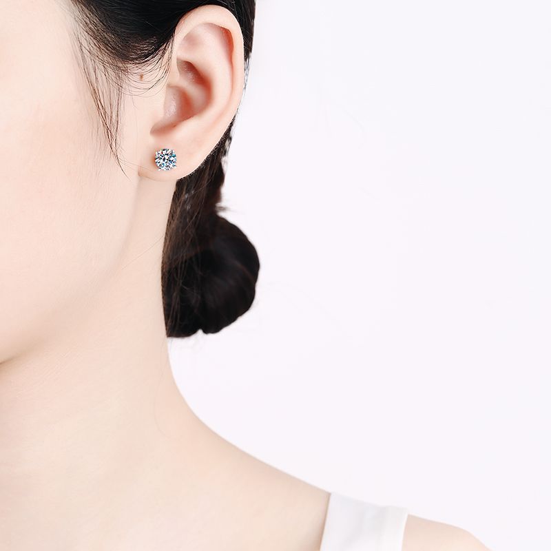 Moissanite Solitaire Round Stud Earrings Set