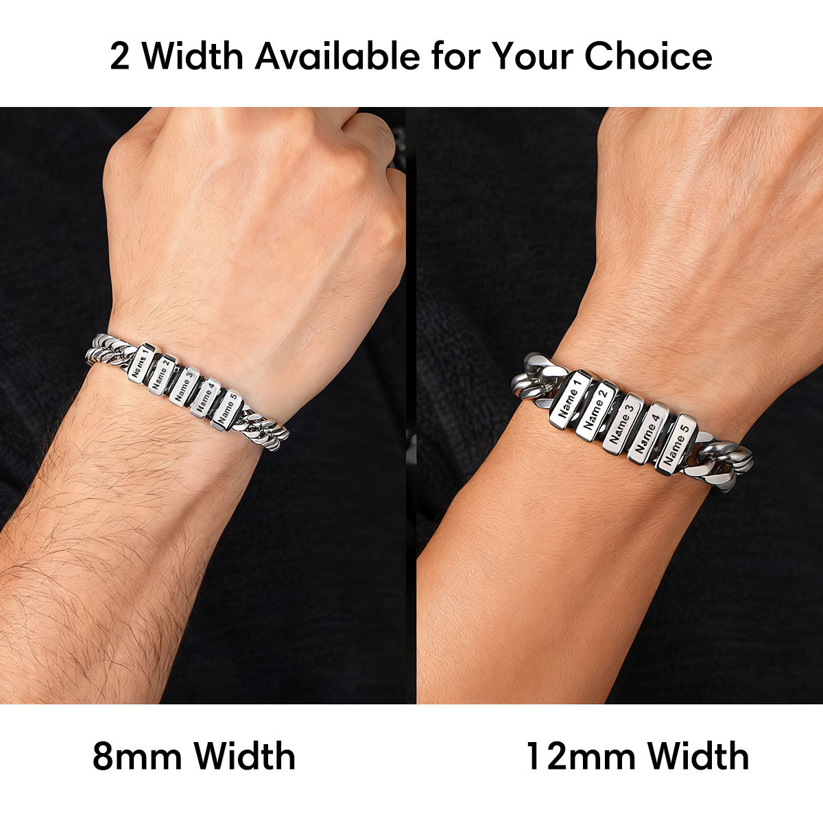 Cuban Chain Name Beads Bracelet 8/12MM