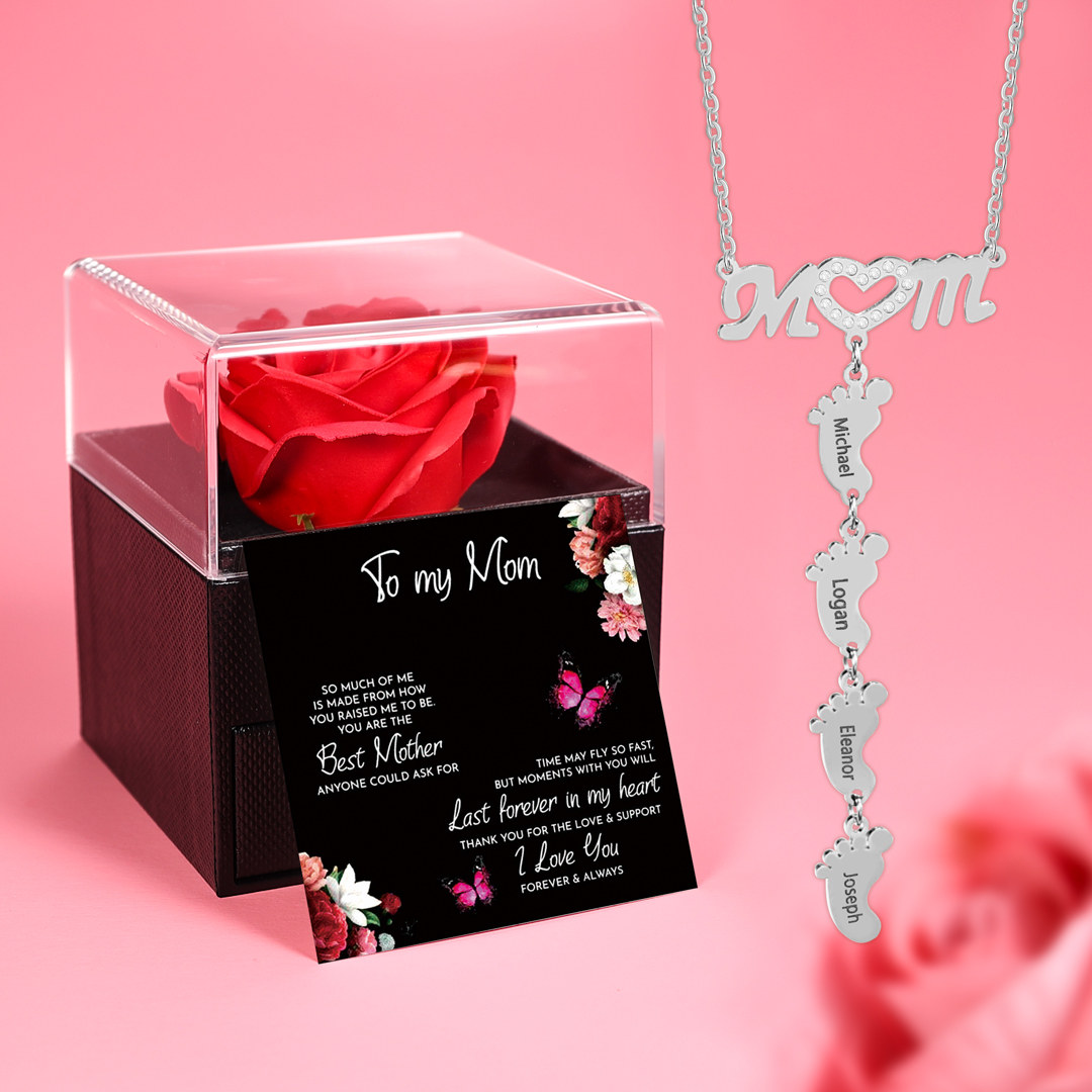 Mother's Day necklace with a baby footprint pendant, mom's necklace