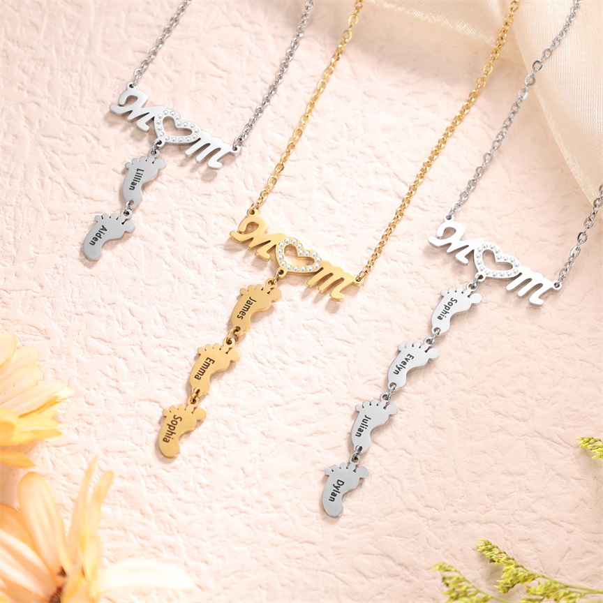 Mother's Day necklace with a baby footprint pendant, mom's necklace