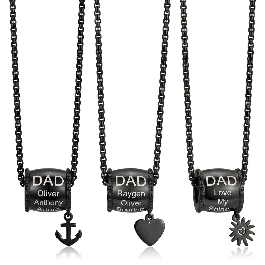 Personalized Family Name Cylinder Bead Necklace 