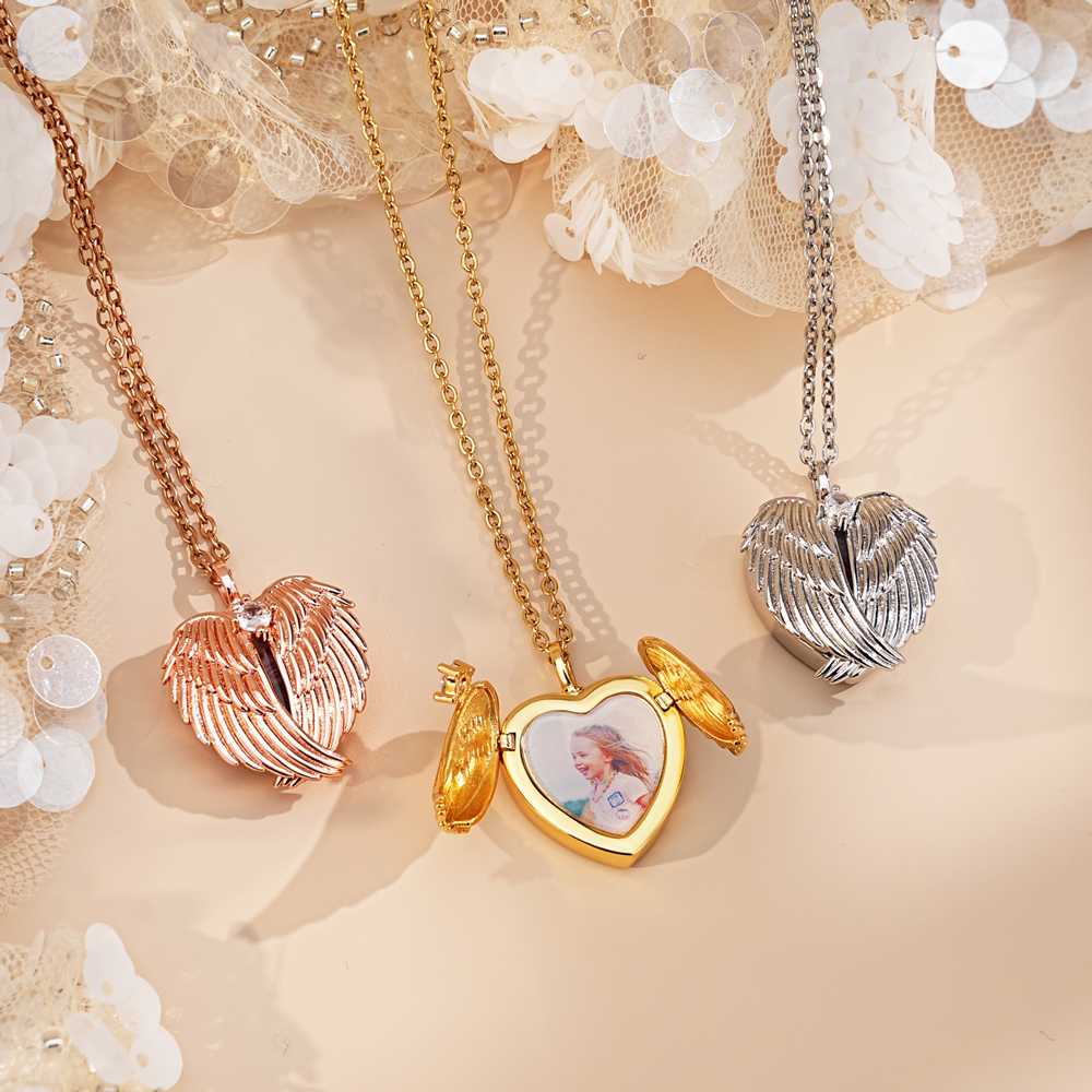 Winged Heart Photo Urn Necklace