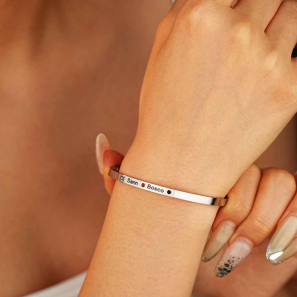 Birthstone Engraved Bracelet