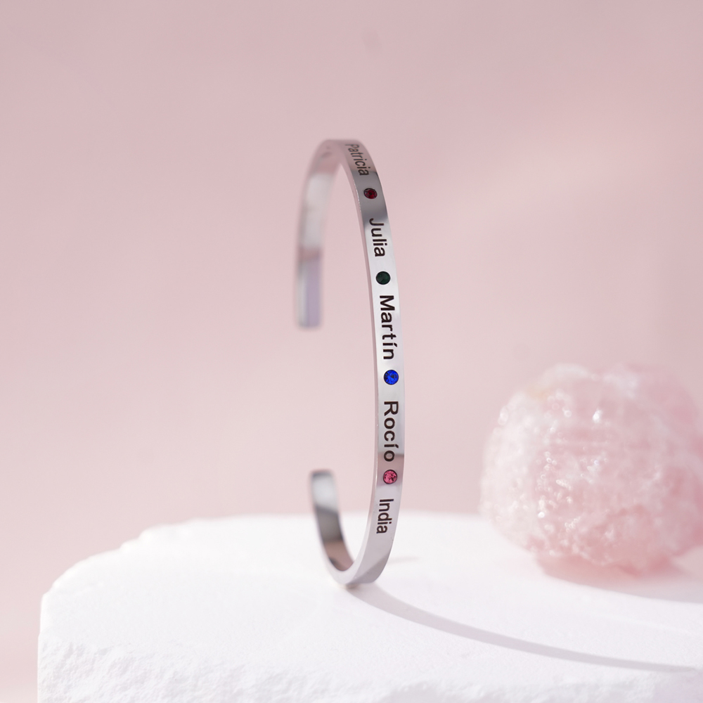 Birthstone Engraved Bracelet