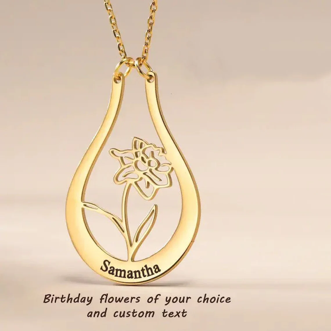 Mom's Personalized Gift Family's Birth Flower Necklace