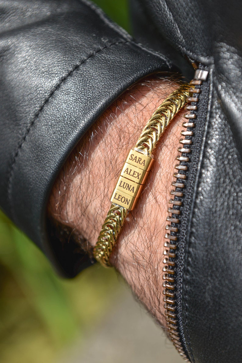 Customized Gift For Dad🎁 Cuban Chain Name Beaded Bracelet