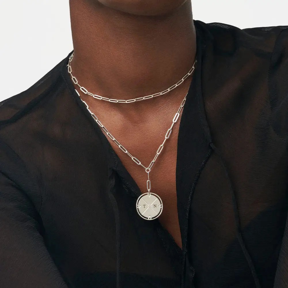 Engraved Compass Necklace