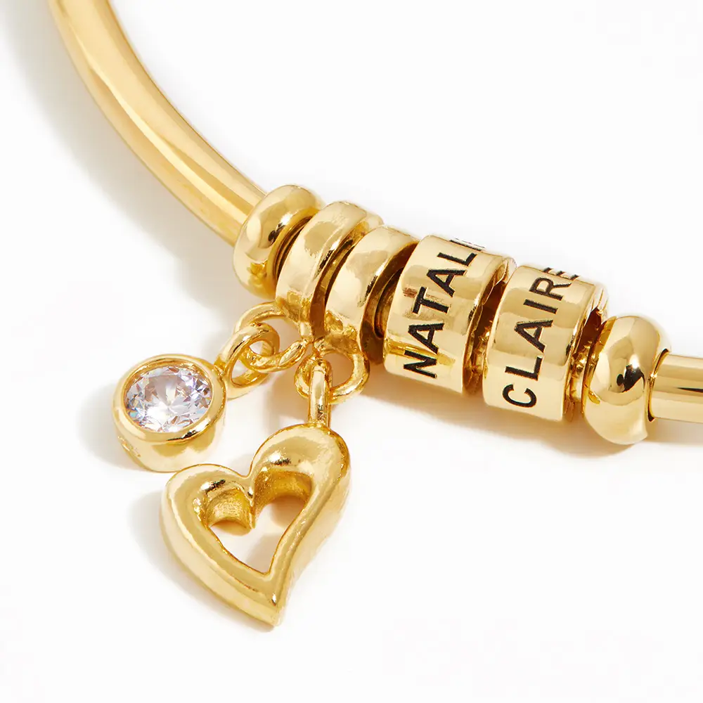 Mother's Day🎁Personalized Open Bangle Bracelet with Engraved Beads