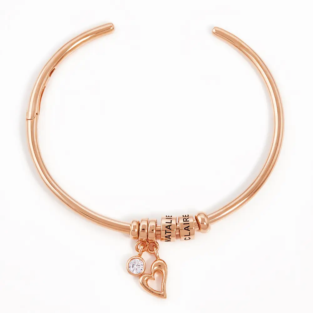 Mother's Day🎁Personalized Open Bangle Bracelet with Engraved Beads