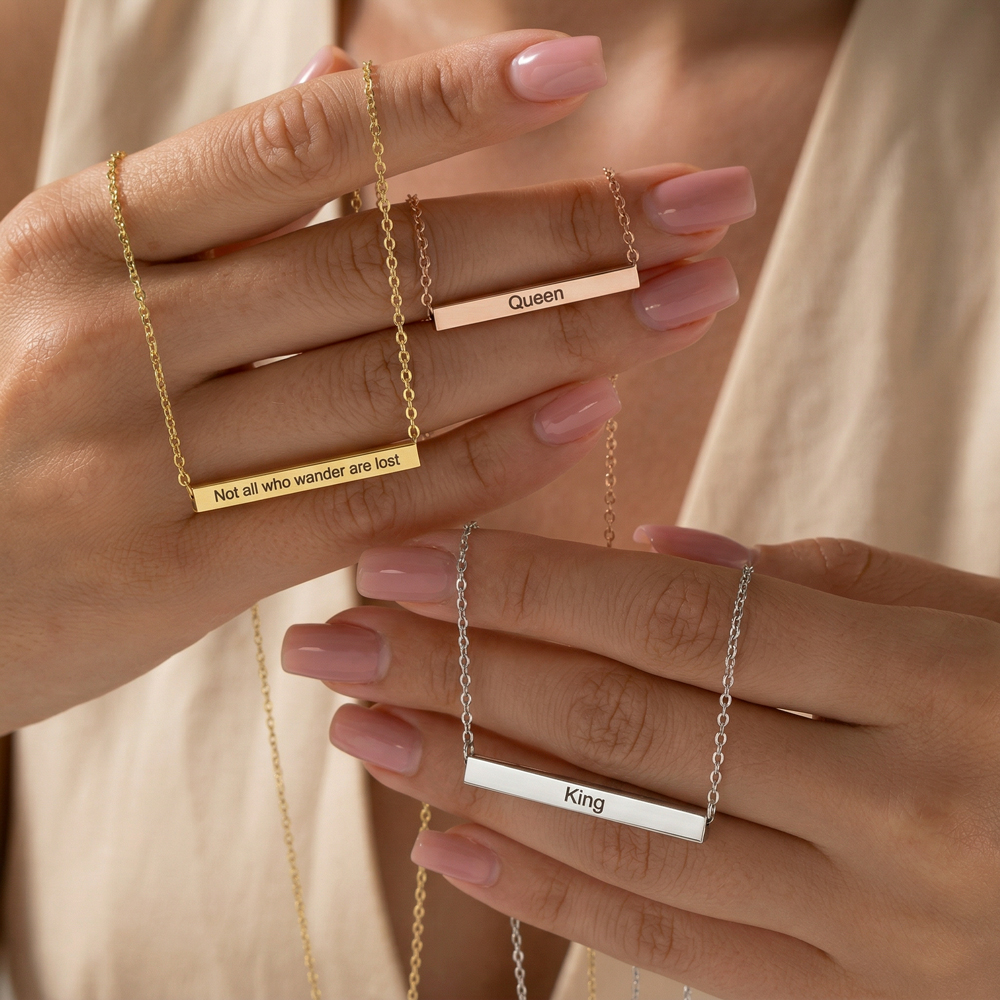 Personalized Custom Bar Pendant Necklace