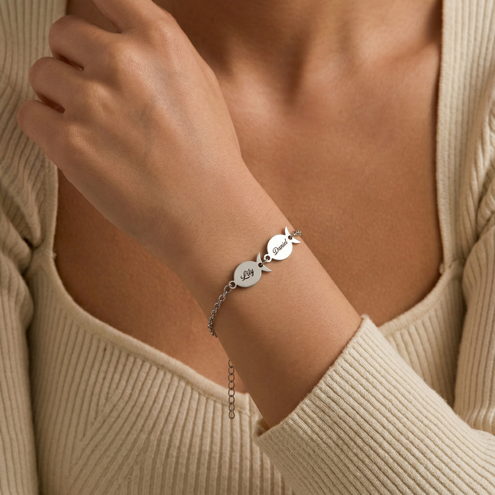 Custom Name Fish Charm Bracelet