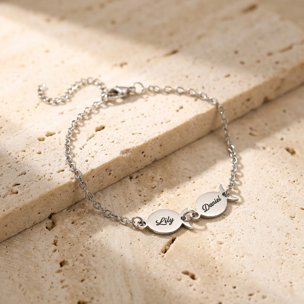 Custom Name Fish Charm Bracelet