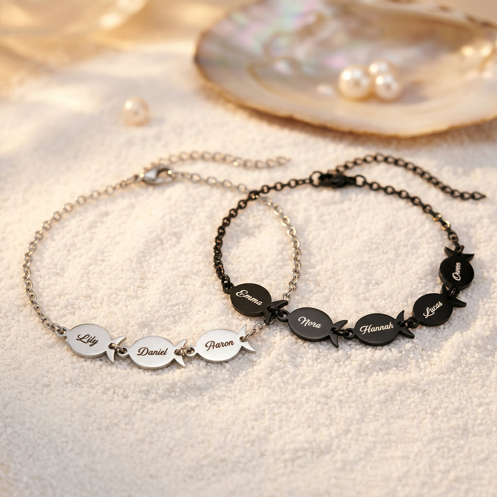 Custom Name Fish Charm Bracelet