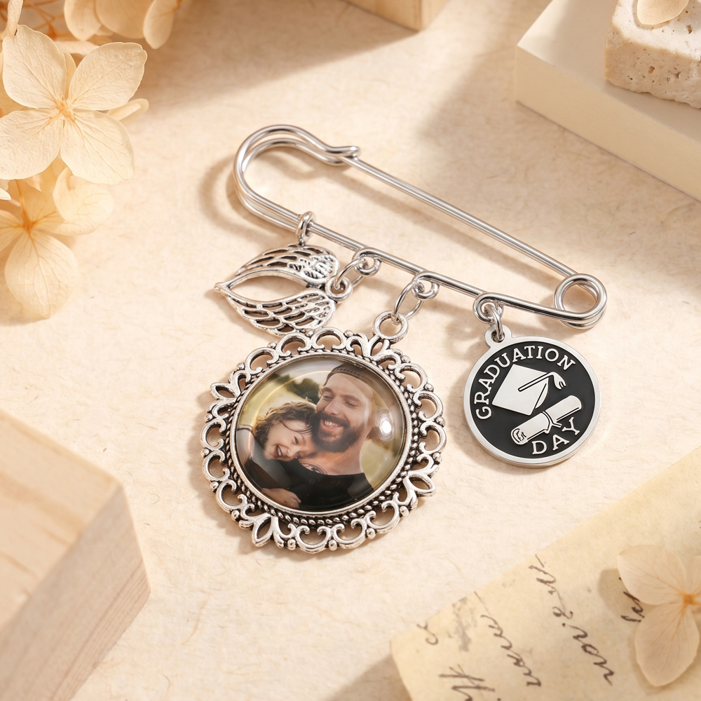 Graduation season photo brooch