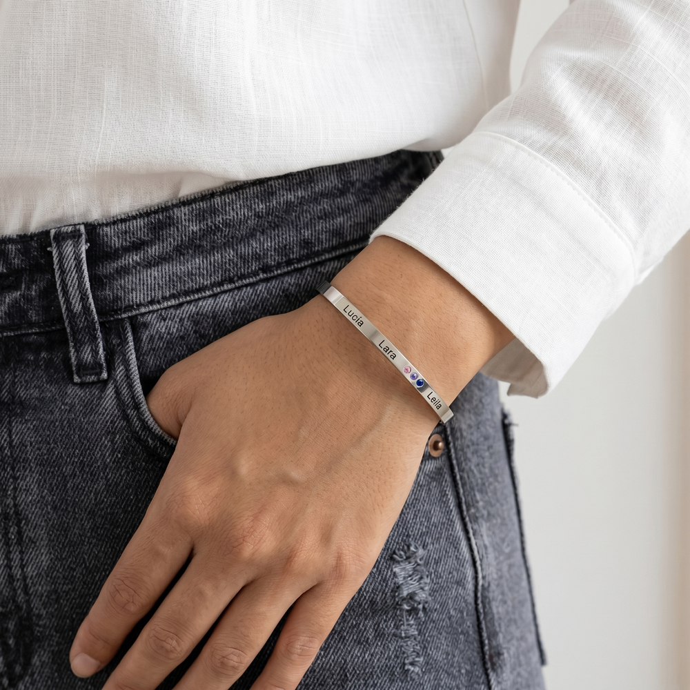 Birthstone Engraved Bracelet