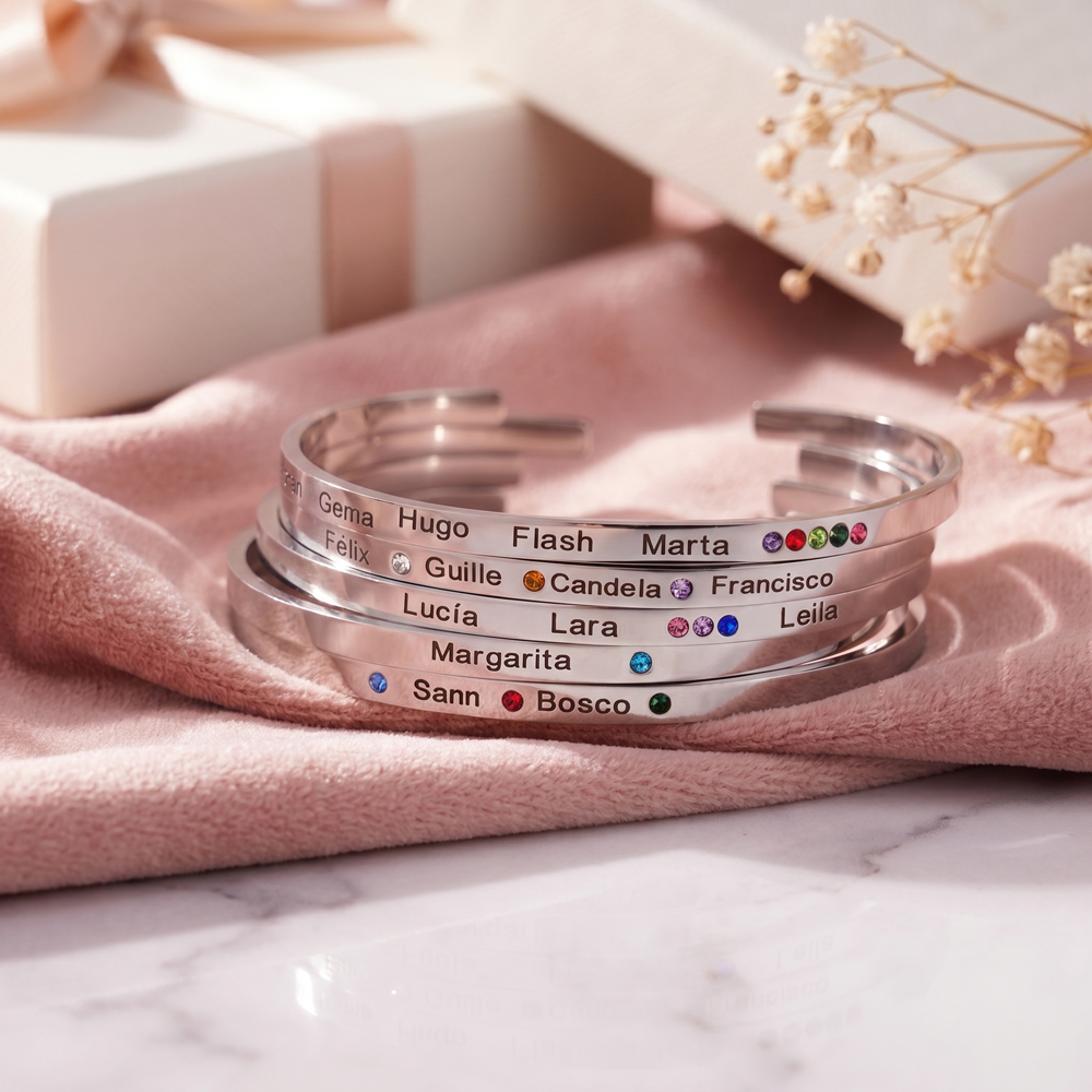 Birthstone Engraved Bracelet