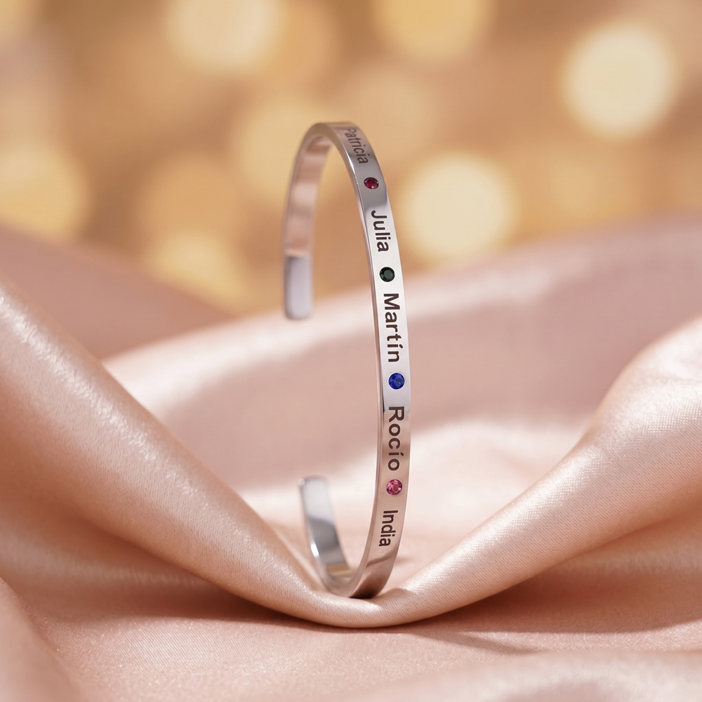 Birthstone Engraved Bracelet