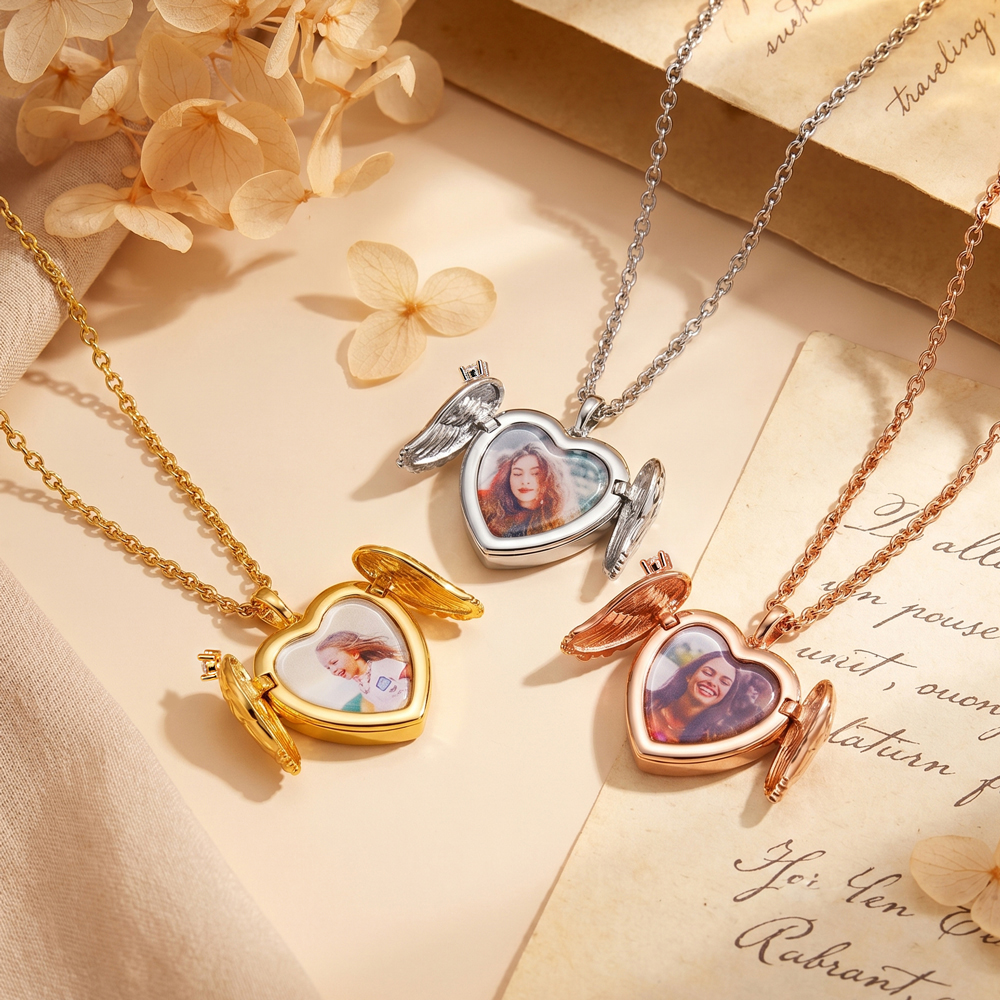 Winged Heart Photo Urn Necklace