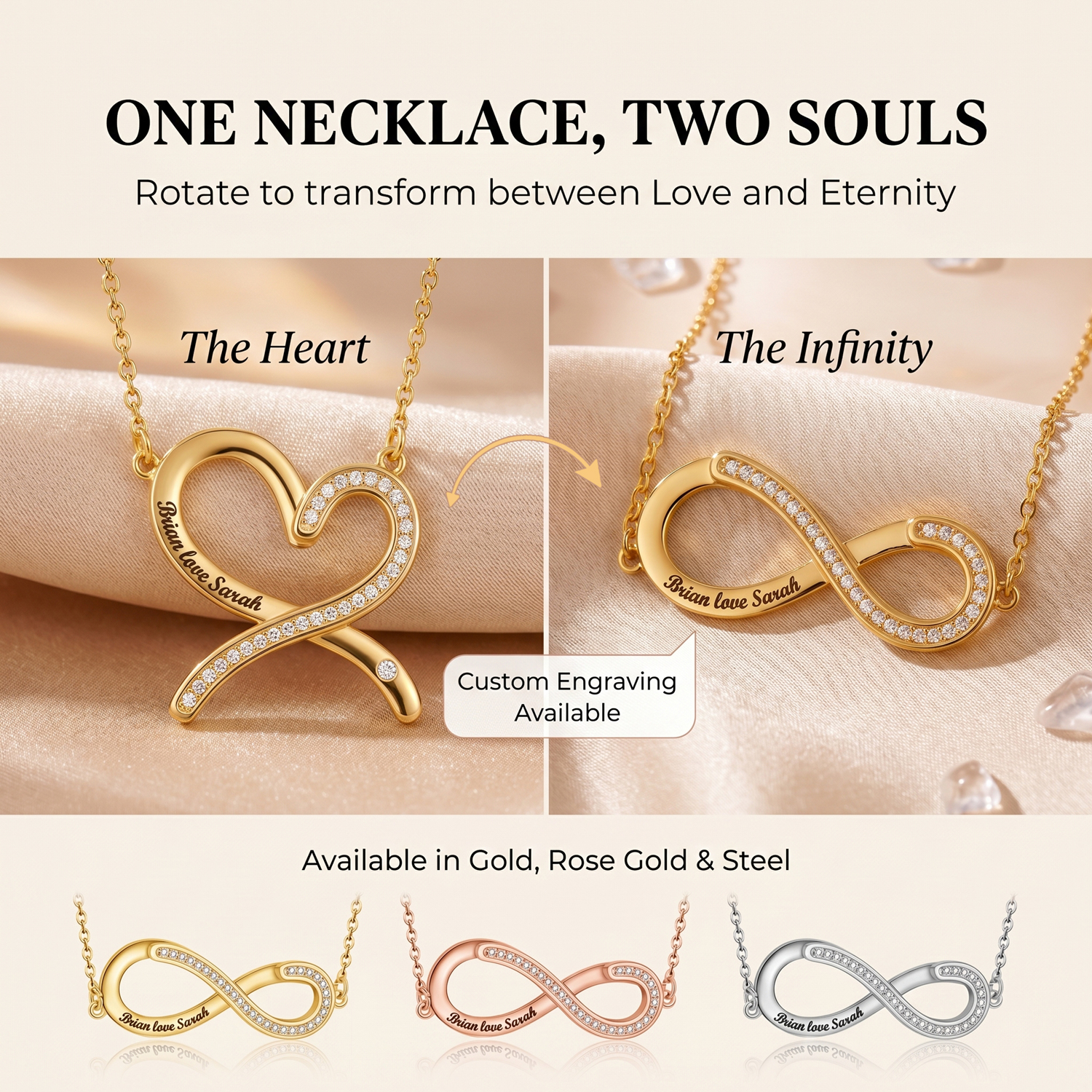 Rotatable Infinite Heart Necklace