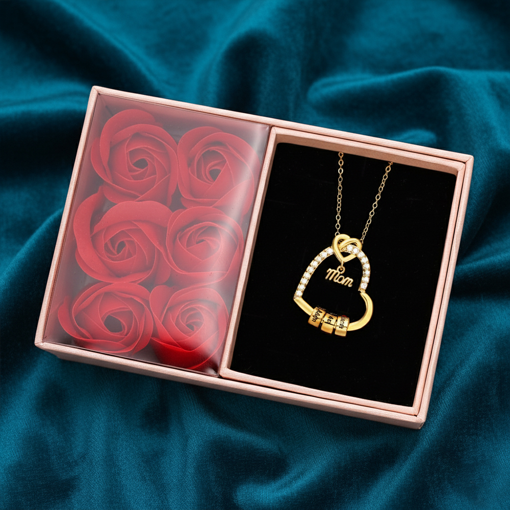 Personalized Heart Mom Necklace Custom 1-5 Names and Birthstones Gift for Mother