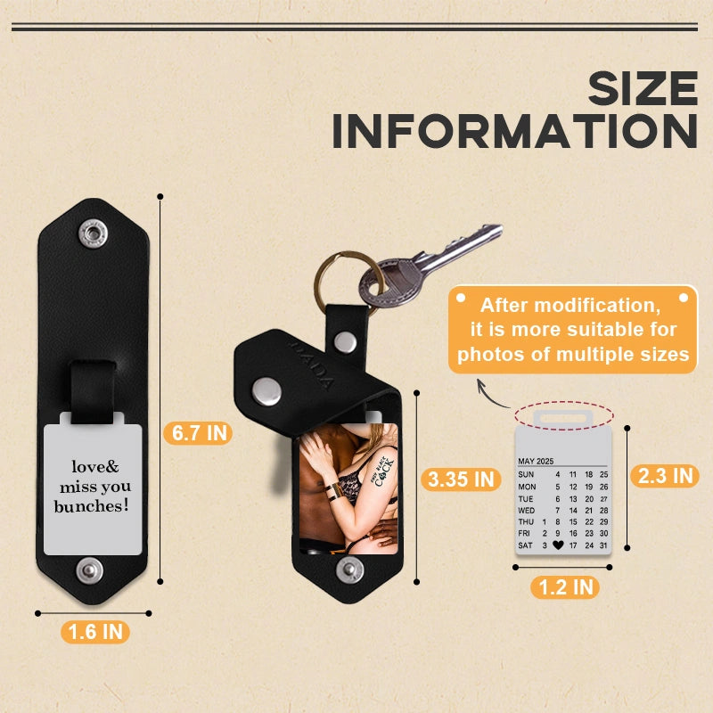 The "Our Secret" Personalized Leather Photo Keychain - Custom Private Keepsake Gift For Him