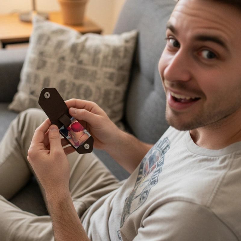 The "Our Secret" Personalized Leather Photo Keychain - Custom Private Keepsake Gift For Him