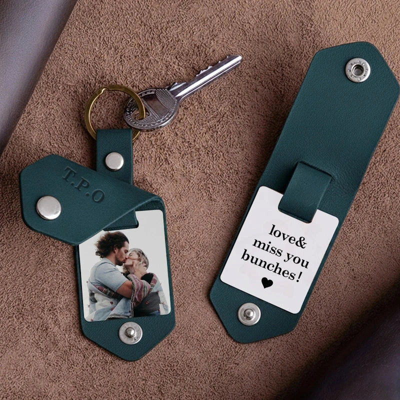 The "Our Secret" Personalized Leather Photo Keychain - Custom Private Keepsake Gift For Him