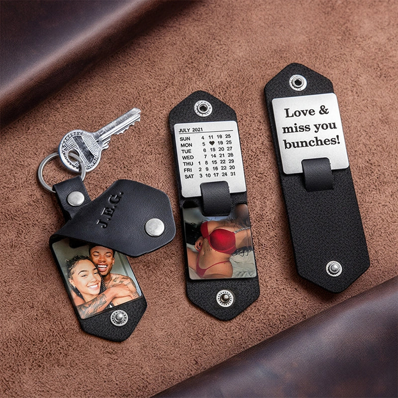 The "Our Secret" Personalized Leather Photo Keychain - Custom Private Keepsake Gift For Him