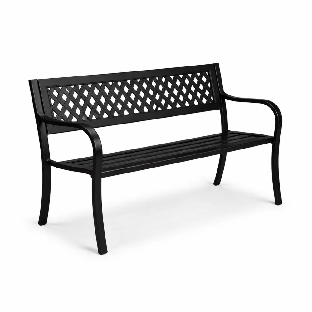 Banc de jardin en acier motif treillis 3 places pour extérieur