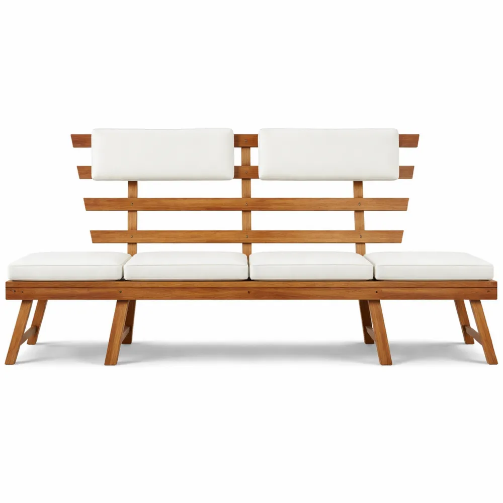 Chaise Longue Extérieure en Bois d'Acacia