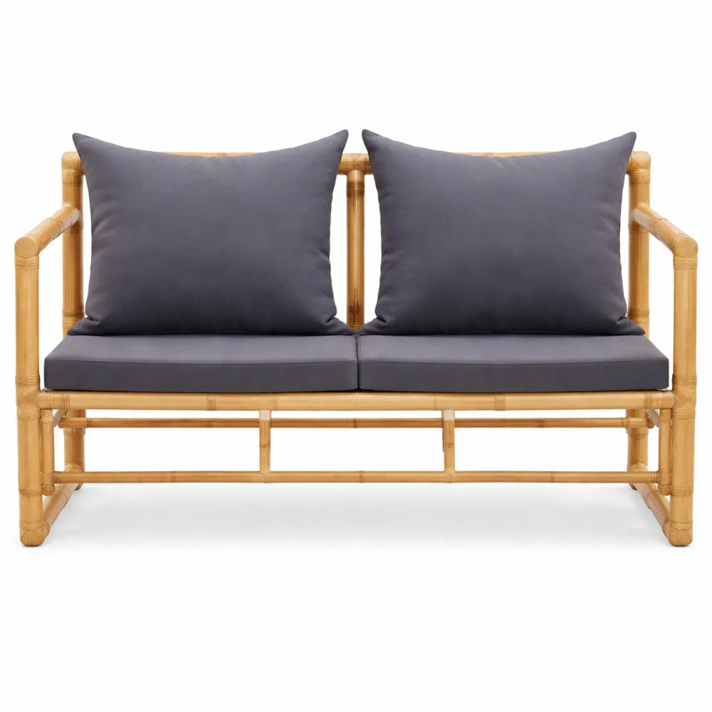 Banc de Jardin avec Coussins en Bambou 115 cm pour Patio