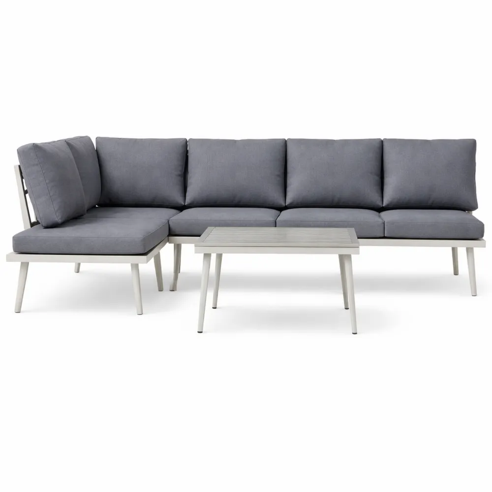 Ensemble de Salon de Jardin 3 Pièces avec Table Basse, Coussins Confortables et Assise Réglable