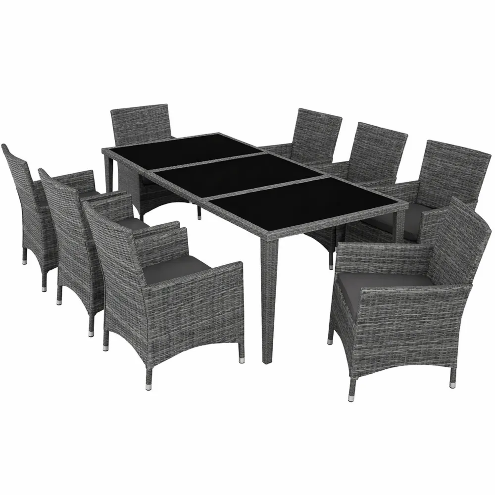 Ensemble de Salon de Jardin 8 Places avec Table et Coussins Lavables